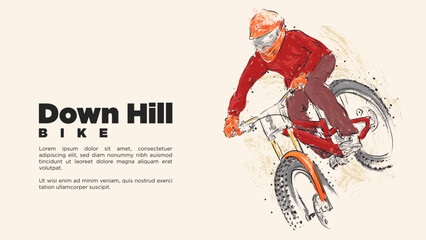 downhill web page tempalte event announcement. water color style vector illustration
