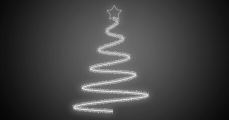 Árbol de navidad iluminado en fondo gris.