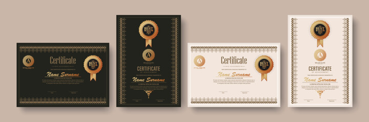Achievement certificate best award diploma set