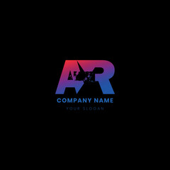 AR simple text logo vector