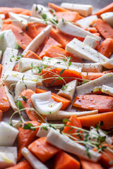 Fresh carrot and parsnip with thyme - 554470851