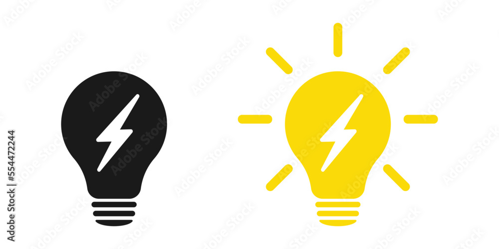 Poster lamp icons set. idea lamp icon collection. flat style - stock vector