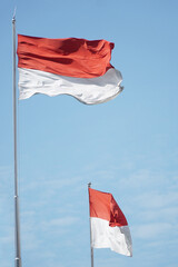 Naklejka na ściany i meble waving flag, Indonesian National Flags, red and white flag