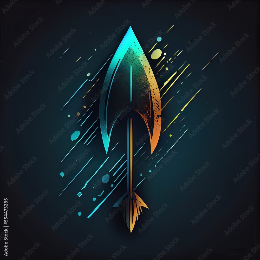 Poster a stylized illustration of a rocket ship with a splash of paint on it's side and a splash of paint o