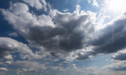 the dark clouds make the sky in black. The rain is coming soon. Pattern of the clouds can not predict this is tornado, Hurricane or thunderstorm. Sometimes heavy clouds but no rain.