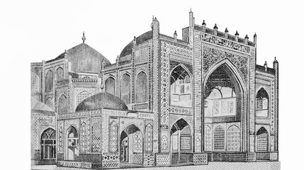 Blue Mosque in Mazari Sharif, Portrait from Afghanistan 1000 Afghanis 2010  Banknotes.
