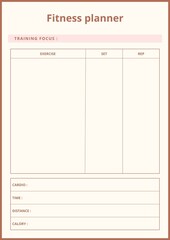 Simple and Minimal Daily Fitness Planner