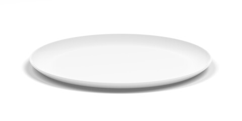 Empty plate isolated on white background. 3d illustration.