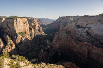 Fototapeta na wymiar Looking down Zion Canyon from observation Point