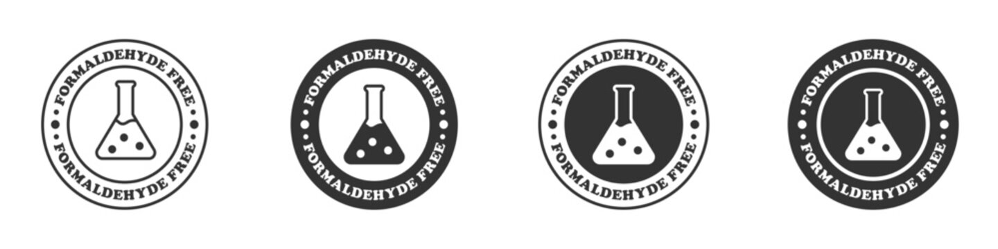 Formaldehyde Free Icon Set. Vector Illustration.