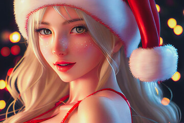 Digital paint a santa girl