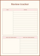 Professional Review Tracker Planner