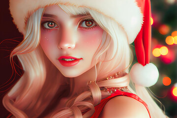 Digital paint a santa girl