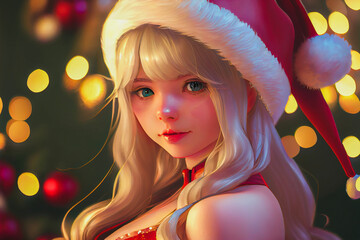 Digital paint a santa girl