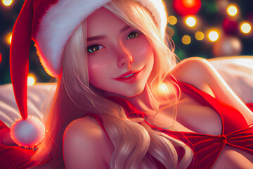 Digital paint a santa girl