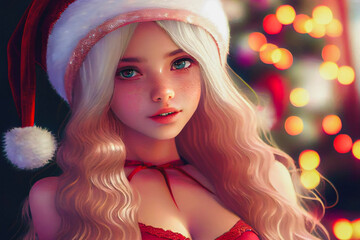 Digital paint a santa girl