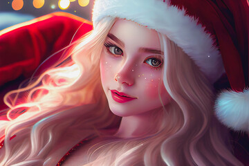 Digital paint a santa girl