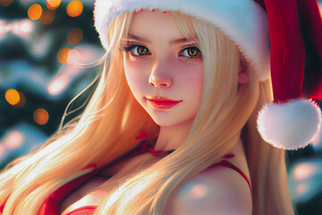 Digital paint a santa girl