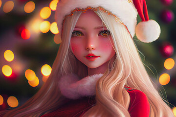 Digital paint a santa girl