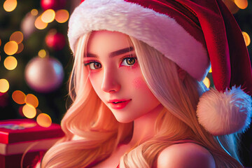 Digital paint a santa girl