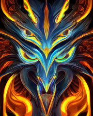 Ai Digital Illustration Closeup Neon Dragon Portrait
