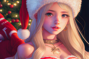 Digital paint a santa girl
