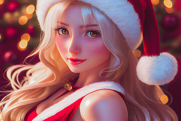 Digital paint a santa girl