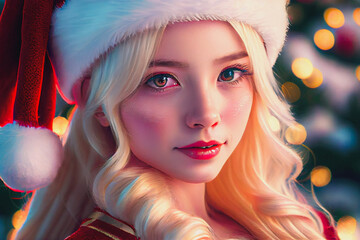 Digital paint a santa girl