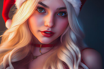 Digital paint a santa girl