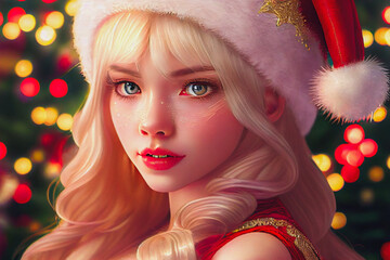 Digital paint a santa girl