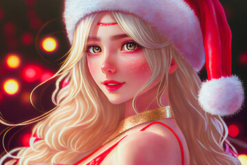 Digital paint a santa girl