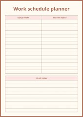 Minimalist Work Schedule Planner
