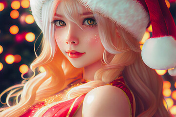 Digital paint a santa girl