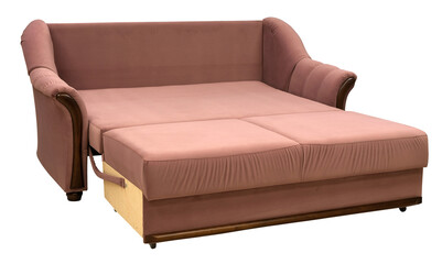 Sofa isolated on white background. Including clipping path. The sofa is laid out for sleep