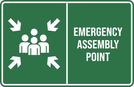 Emergency assembly point print ready sign vector