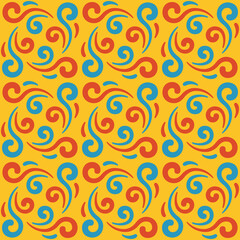 Seamless tile pattern in traditional style. Simple abstract spiral shapes. Flat vector graphics.