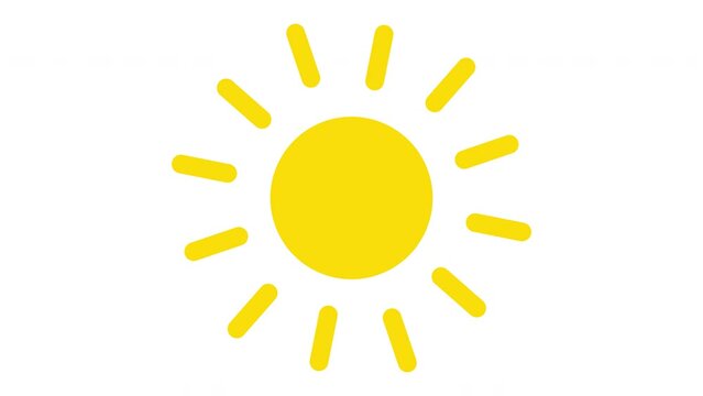 Animated sun icon on transparent background with alpha channel.