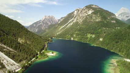 Italy, nature, blue sky, lake in the mountains