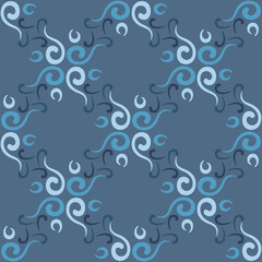 Seamless tile pattern in traditional style. Simple abstract spiral shapes. Flat vector graphics.