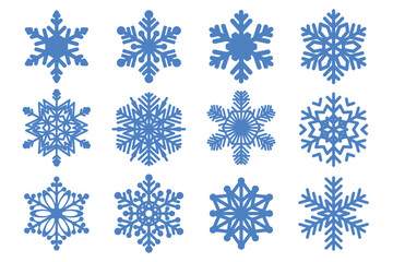 Set of blue Snowflakes icons.