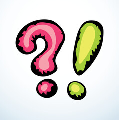 Exclamation and Question mark. Vector drawing icon