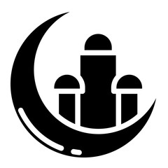 mosque with Ramadan moon glyph 