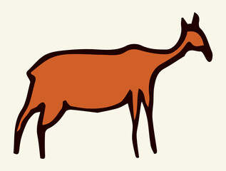 Primitive rock painting. Vector drawing