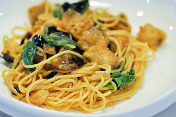 fish pasta or fish spaghetti ,pasta or spicy pasta