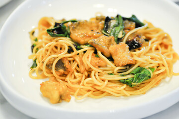 fish pasta or fish spaghetti ,pasta or spicy pasta