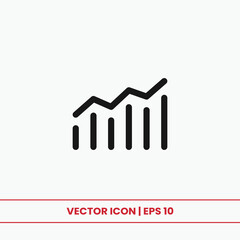 Growing graph icon vector. Increase bar sign, profit symbol.