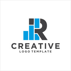 Investment logo with capital letter R, finance logo, financial investment logo, business logo