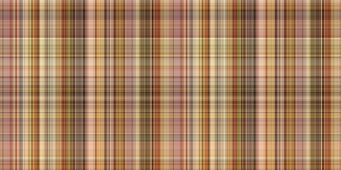 Woodland brown tartan seamless border textile. Tonal autumnal forest plaid with organic texture. banner of orange stripe for rough washi tape.