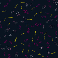 Bright seamless texture with hearts and kisses drawn in doodle style. Pattern for wrapping paper for Valentine's Day, wedding