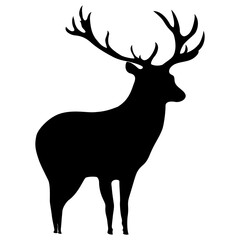 Graphic reindeer black silhouette element transparent